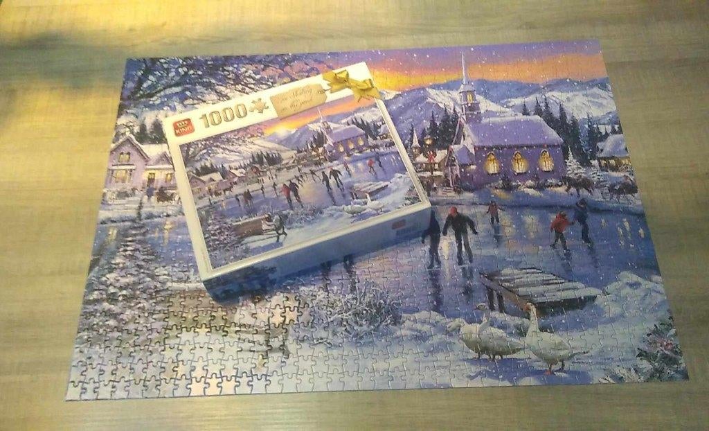 puzzel Ice skating on the pond 1000 stukjes, Ophalen of Verzenden