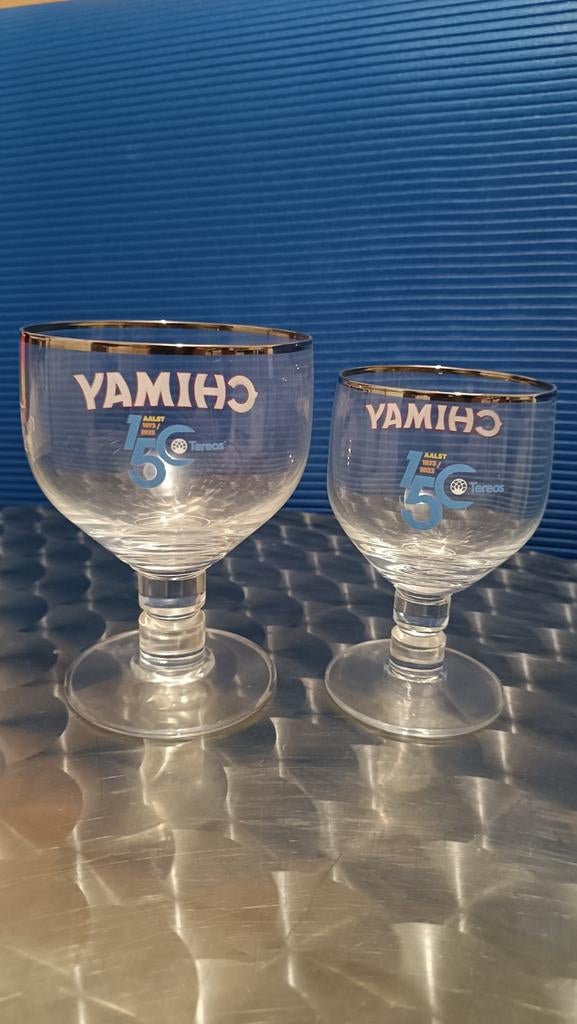 Lot de 2 verre Chimay 150 tereos, Collections, Enlèvement ou Envoi, Comme neuf