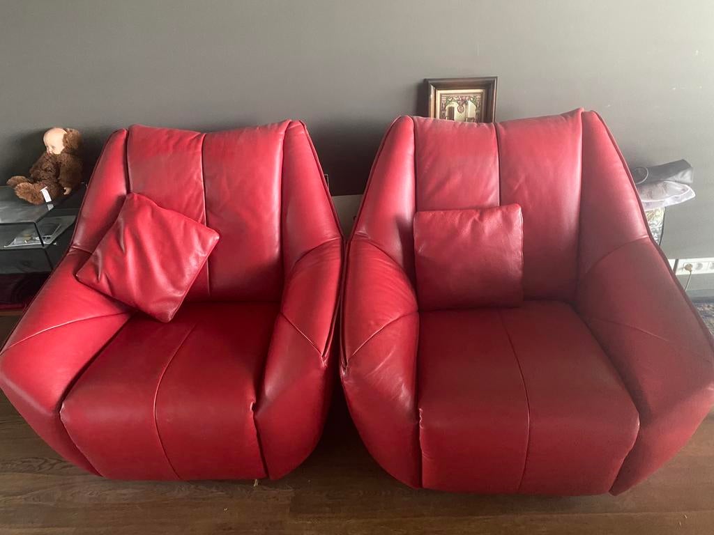 Twee mooie lederen fauteuils zetels Chateau d’ax, Enlèvement, Comme neuf