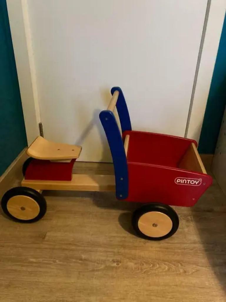 pintoy houten bakfiets, Kinderen en Baby's, Ophalen, Zo goed als nieuw, Rij- of Hobbelspeelgoed
