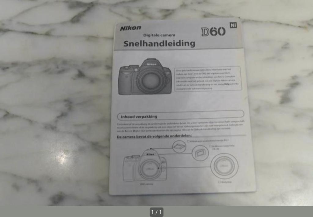 Nikon D60 snelhandleiding, Ophalen of Verzenden, Zo goed als nieuw, Overige typen