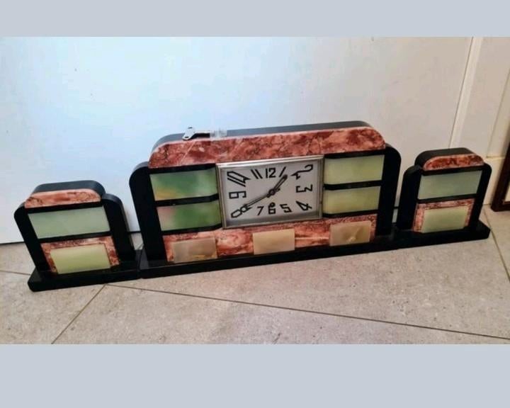 ❤Prachtige Art Deco mantelklok marmeren, Ophalen of Verzenden