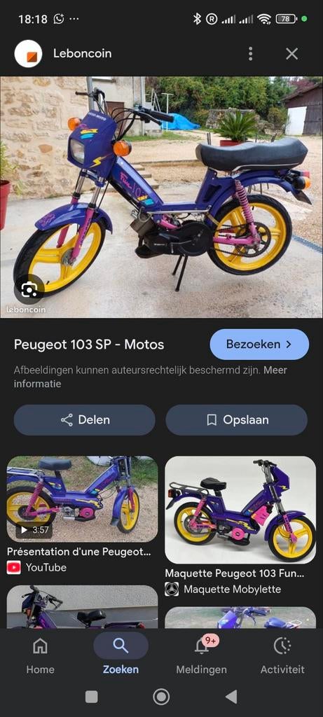 Spaanse Peugeot 103 sp3 fun raar, Fietsen en Brommers, Ophalen, Zo goed als nieuw