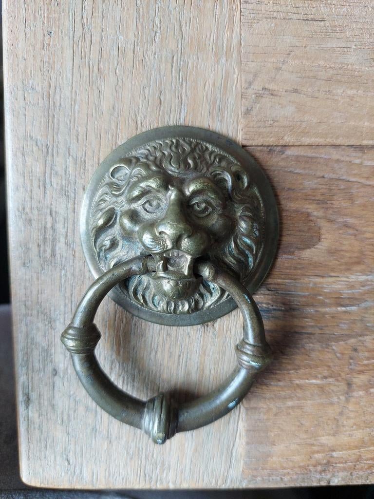 Heurtoir de porte bronze laiton lion, Antiquités & Art, Enlèvement ou Envoi