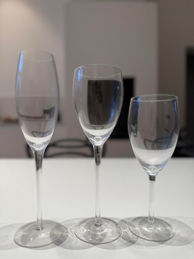 Een set van 3x10 glazen: champagne, rode wijn, witte wijn, Ophalen, Gebruikt
