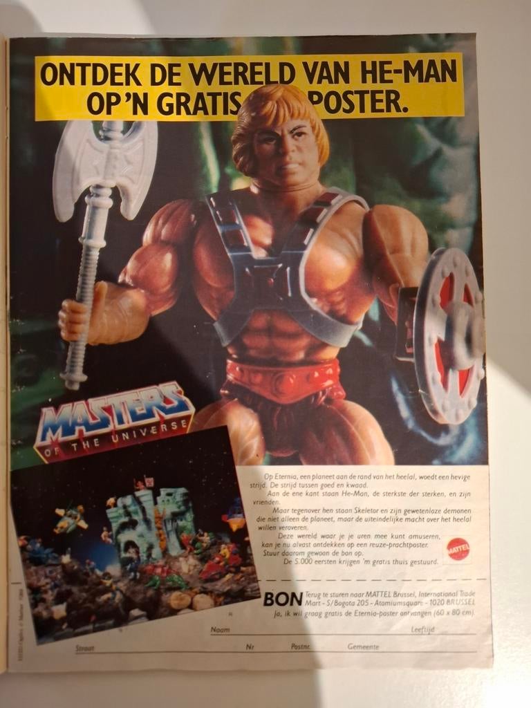 MOTU : publicité dans le magazine Spirou, Envoi, Comme neuf
