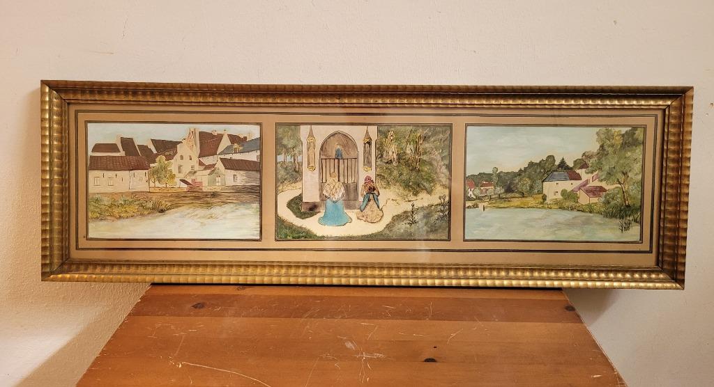 tableau triptyque dessin scène de vie, Enlèvement ou Envoi