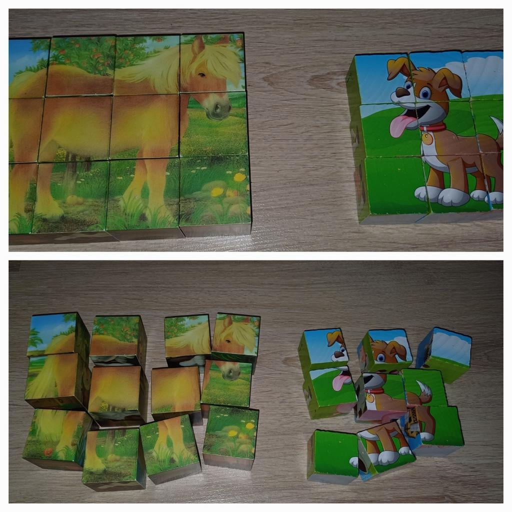 Lot 2 Puzzle Cubes Animaux, Enlèvement ou Envoi, 10 à 50 pièces, Utilisé