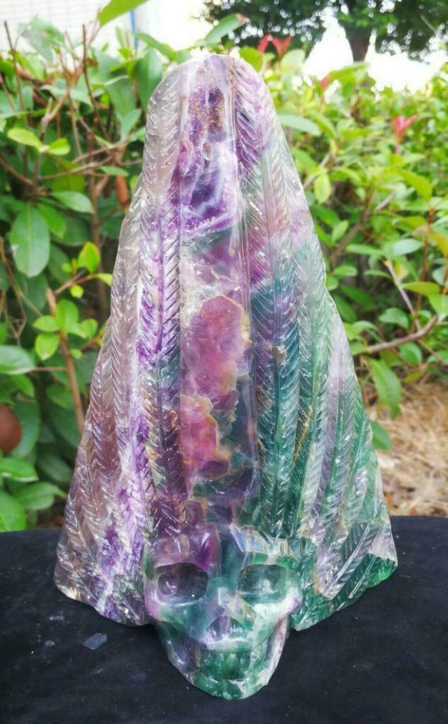 Mexico 17th C Handcrafted Maya Fluorite Skull Mask 1.5 Kg, Antiek en Kunst, Verzenden