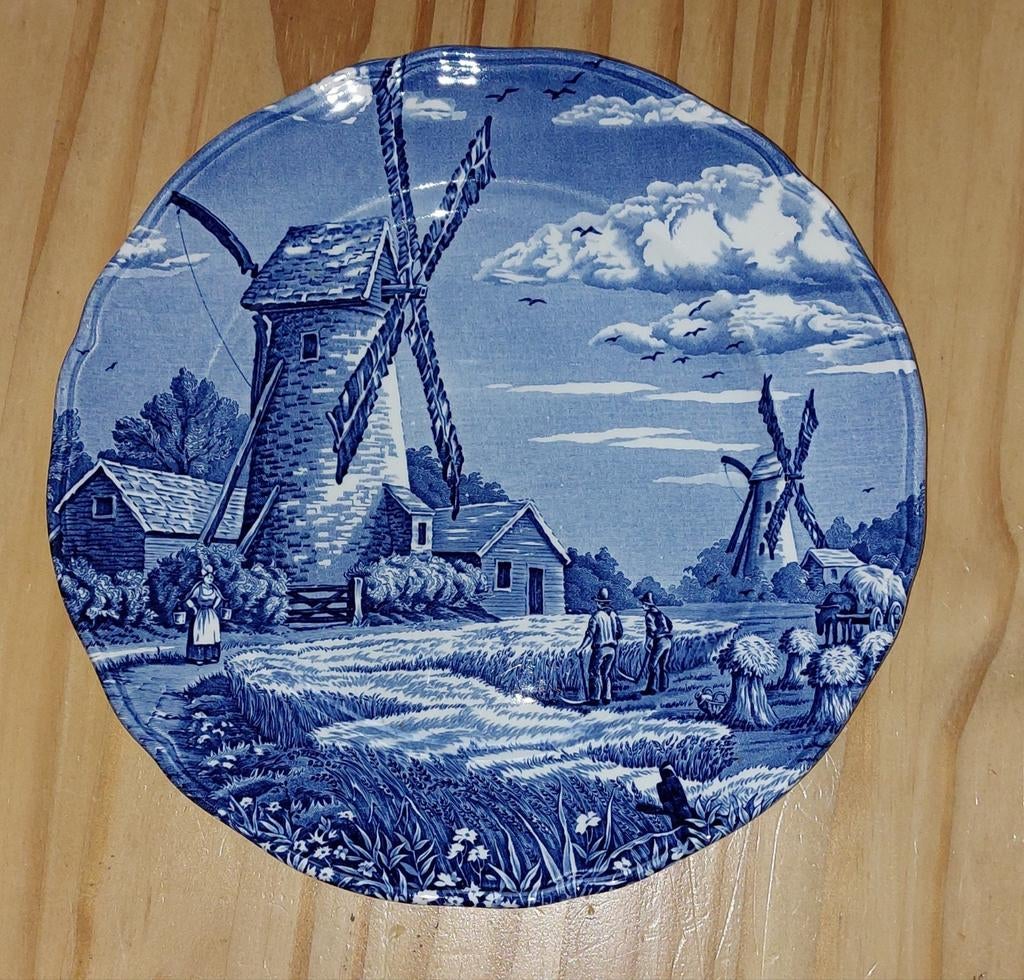Vintage keramisch bord Delfts blauw- Hollandse boerenleven, Antiek en Kunst, Ophalen