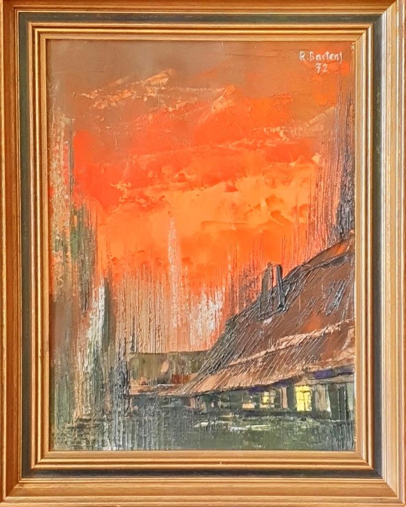 Rob Baetens - Avondrood – 1972 | Schilderij, landschap, Ophalen