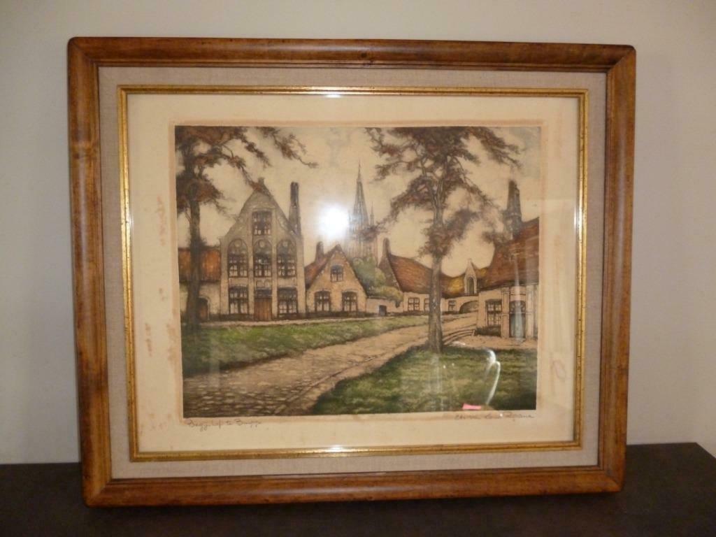 Gravure de Louis Rigaux Begijnhof à Bruges Peinture d'art, Enlèvement