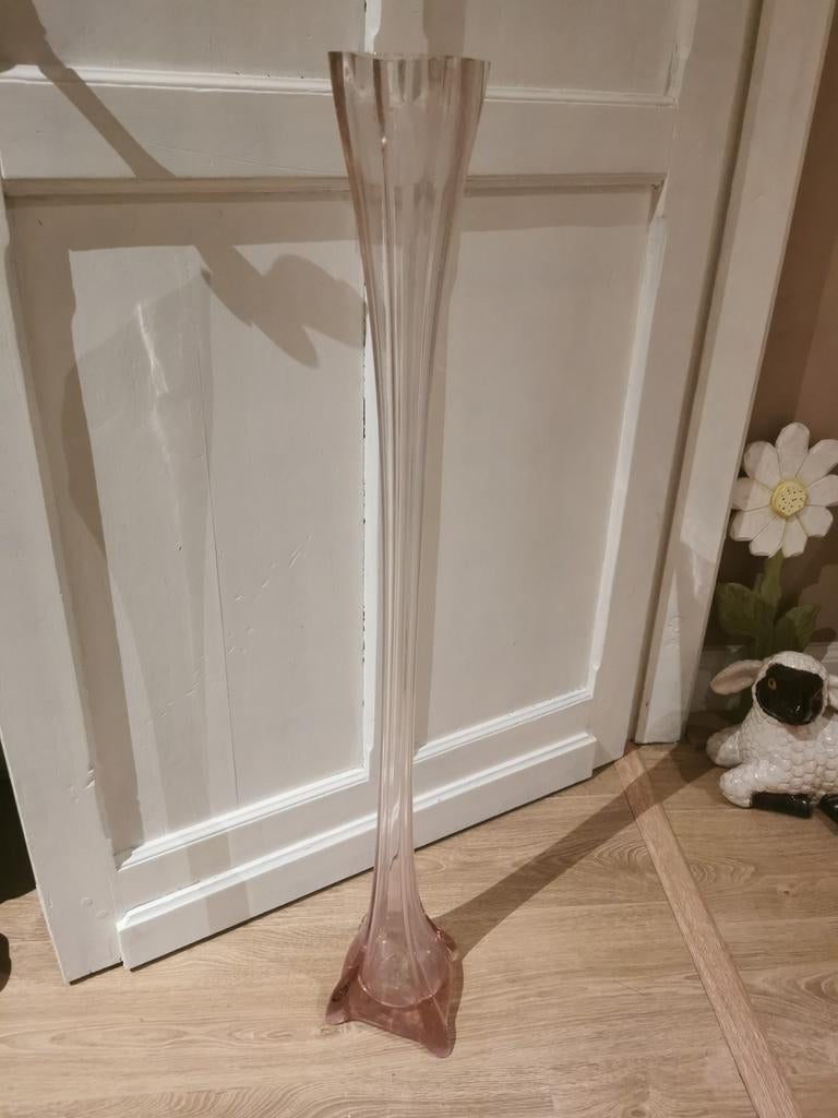 Heel mooie lange vaas in Venetiaans glas, Ophalen of Verzenden, Zo goed als nieuw, Glas
