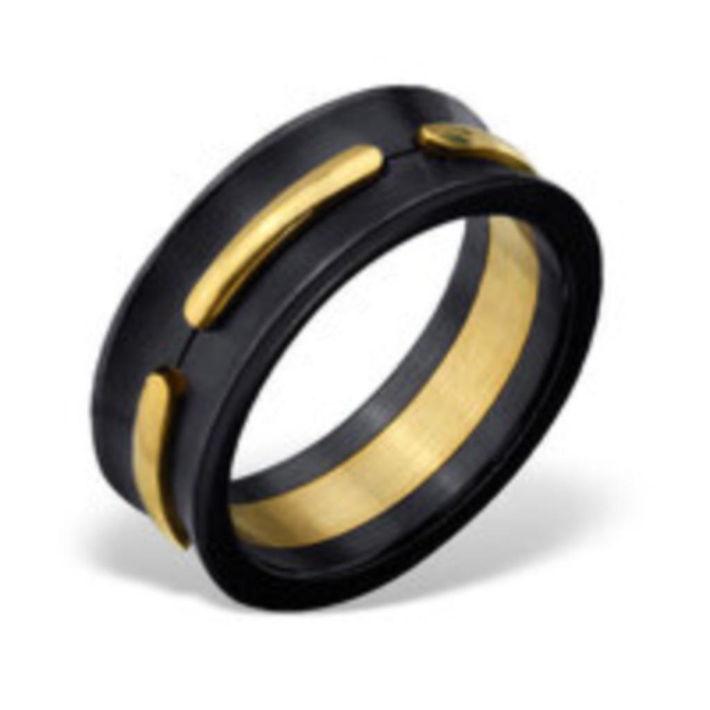 Bague homme acier doré noir - 8 mm, Neuf, Enlèvement ou Envoi, Fer ou Acier, Homme