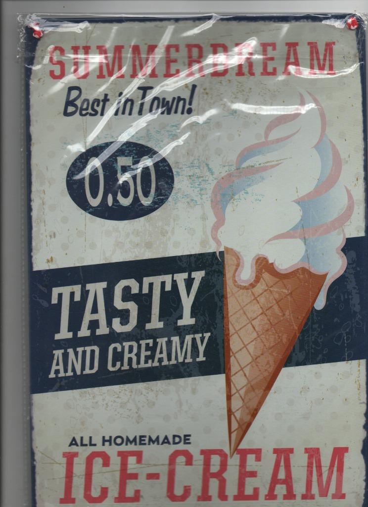 blikken bordje ICE CREAM 30 cm x 20 cm, Ophalen, Nieuw, Overige