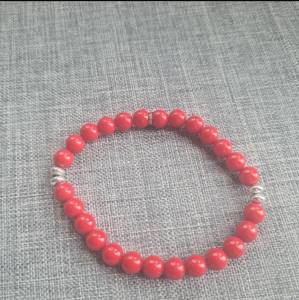 Bracelet en perles rouges, Enlèvement ou Envoi, Comme neuf, Rouge