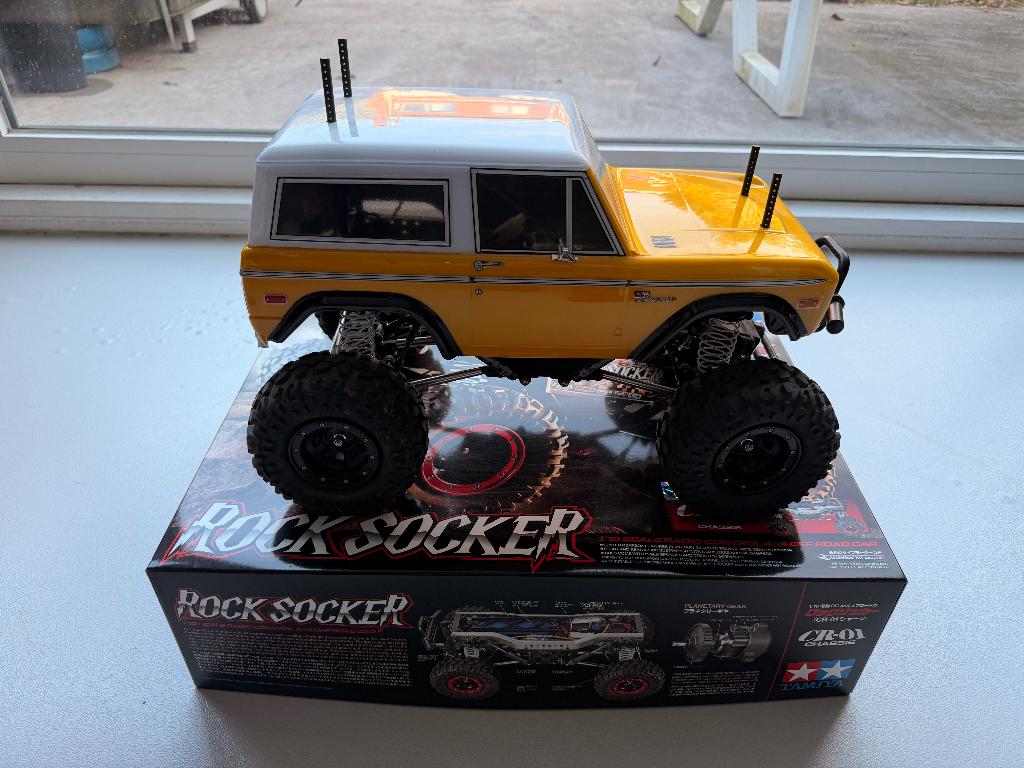 Tamiya Rock Socker CR-01 - Veel Upgrades - Bronco ’73 Body, Échelle 1:10, Enlèvement ou Envoi, Voiture off road, Comme neuf