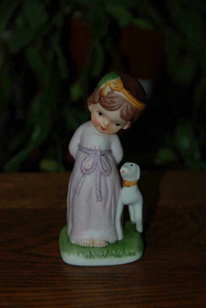 Fillette avec son chien ancien biscuit de porcelaine TBon!, Antiquités & Art, Antiquités | Porcelaine, Enlèvement