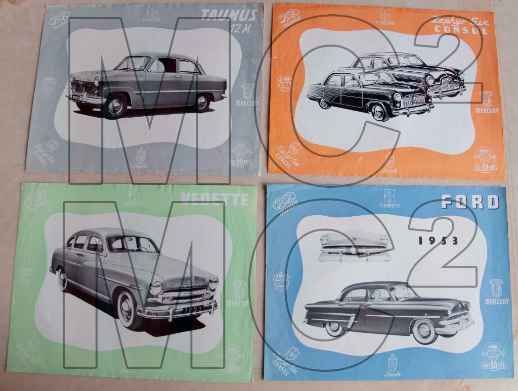 3 Fotobladen + Kenmerken FORD TAUNUS VEDETTE MERCURY, Verzenden, Ford