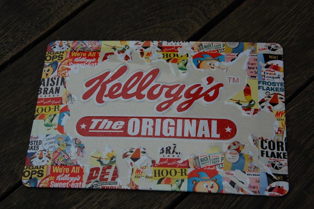 Metalen bordje Kellogg's, Verzamelen, Ophalen of Verzenden, Gebruikt, Reclamebord