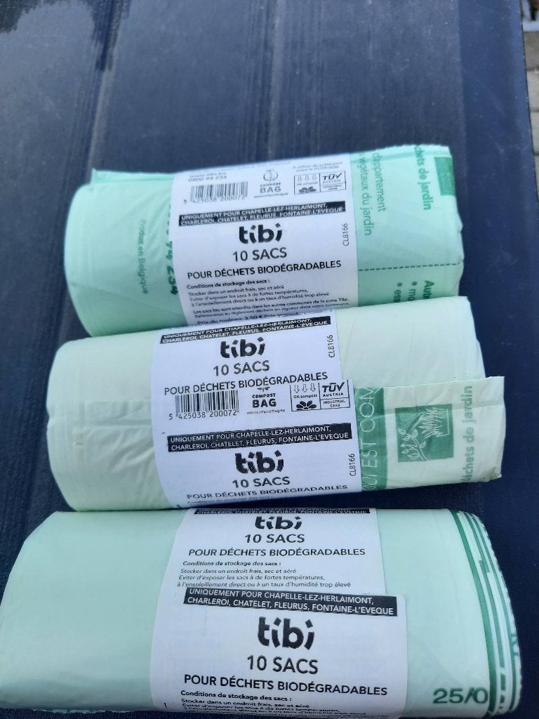 3 rouleaux sacs poubelles biodégradables charleroi, Enlèvement, Neuf