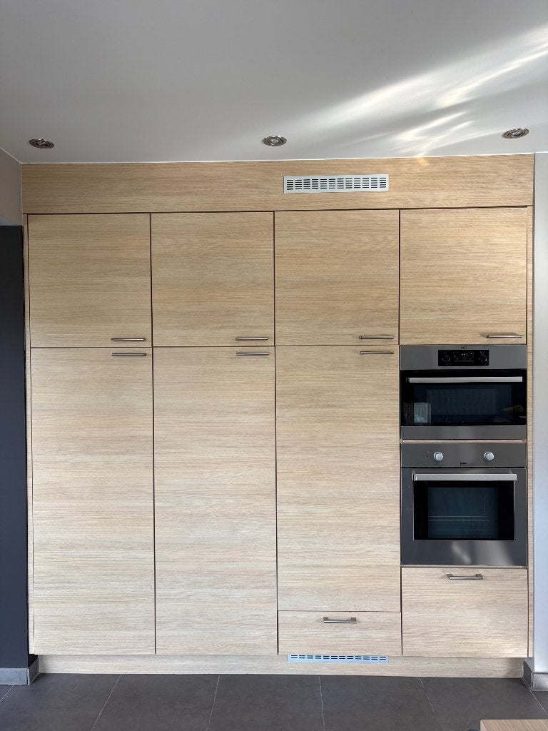 Keuken volledig, inclusief frigo, kookplaat, oven, dampkamp, Brun, Enlèvement, Autres matériaux, Cuisine à mur double