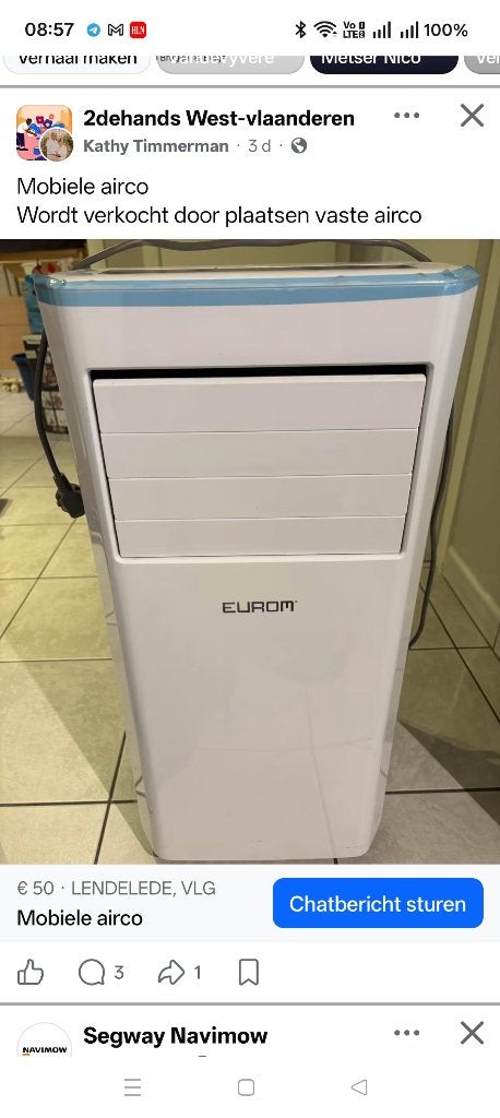 Airco, Refroidissement et Déshumidification, Moins de 60 m³, Enlèvement, Utilisé