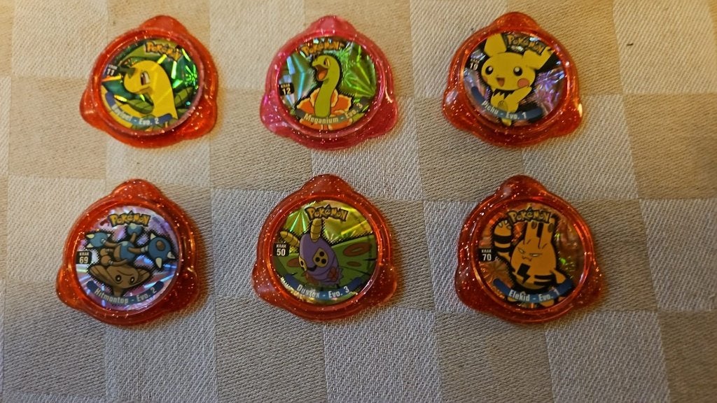 6 pokemon munten Bayleef Pichu Meganium Dustox Elekid, Ophalen of Verzenden, Nieuw, Overige typen