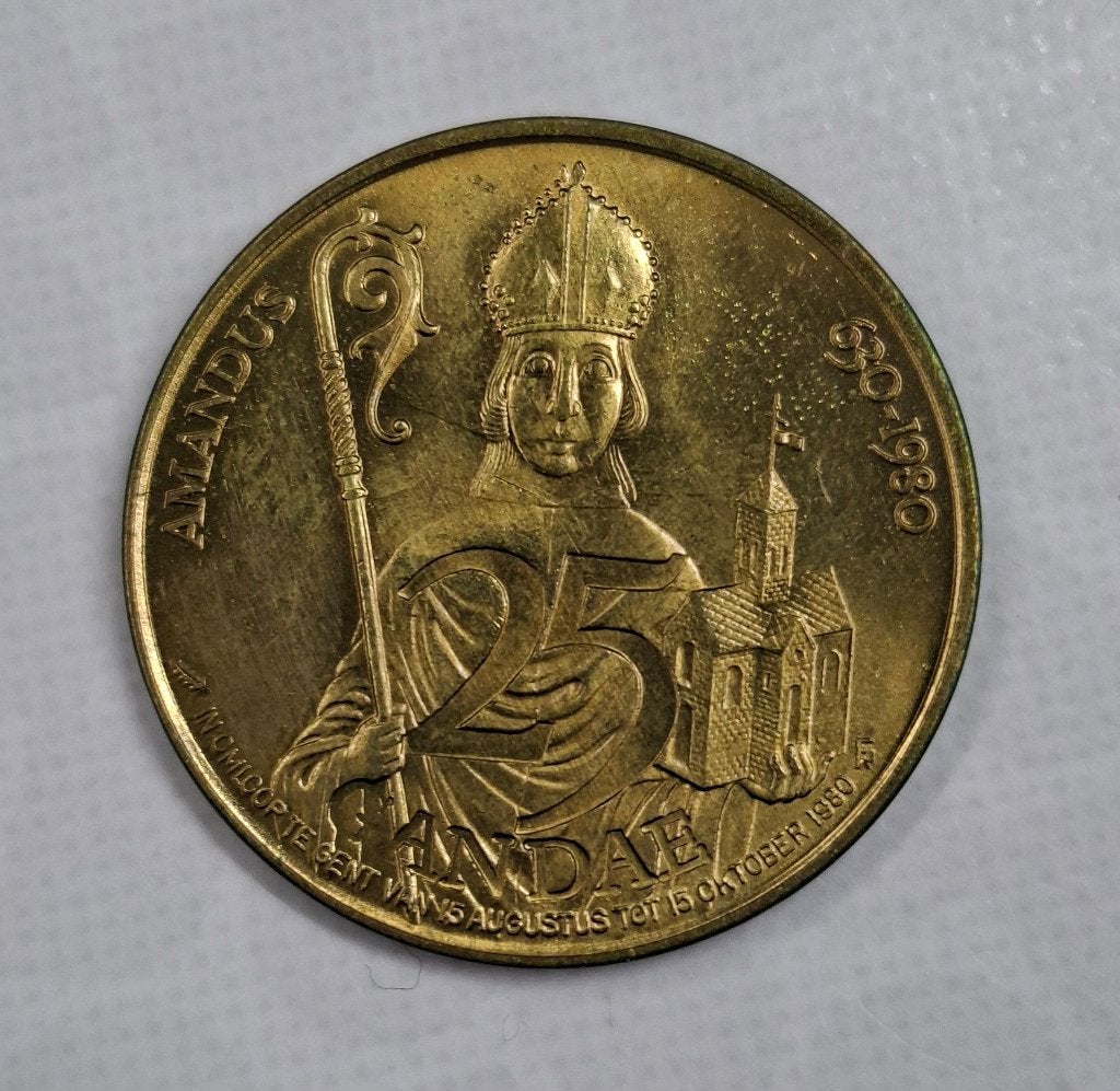25 GANDAE GENT AMANDUS 1980, Postzegels en Munten, Penningen en Medailles, Ophalen of Verzenden