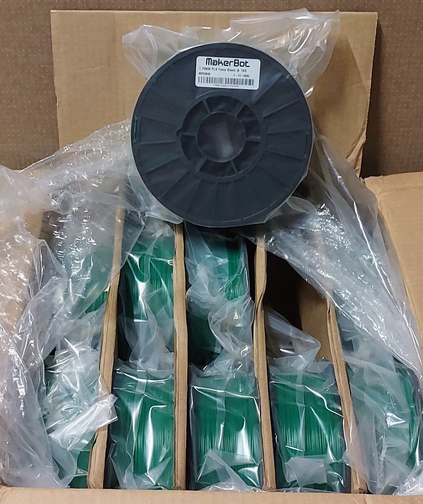 Makerbot PLA Transparent Green Filament 10 x 1 kg, Computers en Software, Ophalen of Verzenden, Nieuw, Filamentrollen