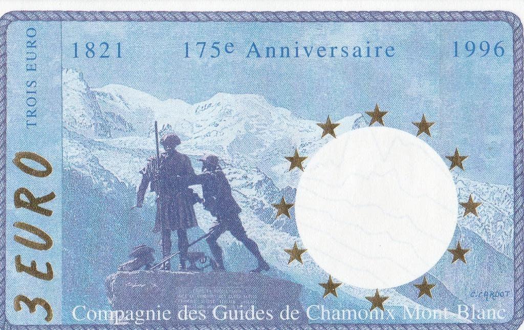 3 euros 175 anniversaire Chamonix mont blanc Bon d'achat, Timbres & Monnaies, Enlèvement, France, Billets en vrac