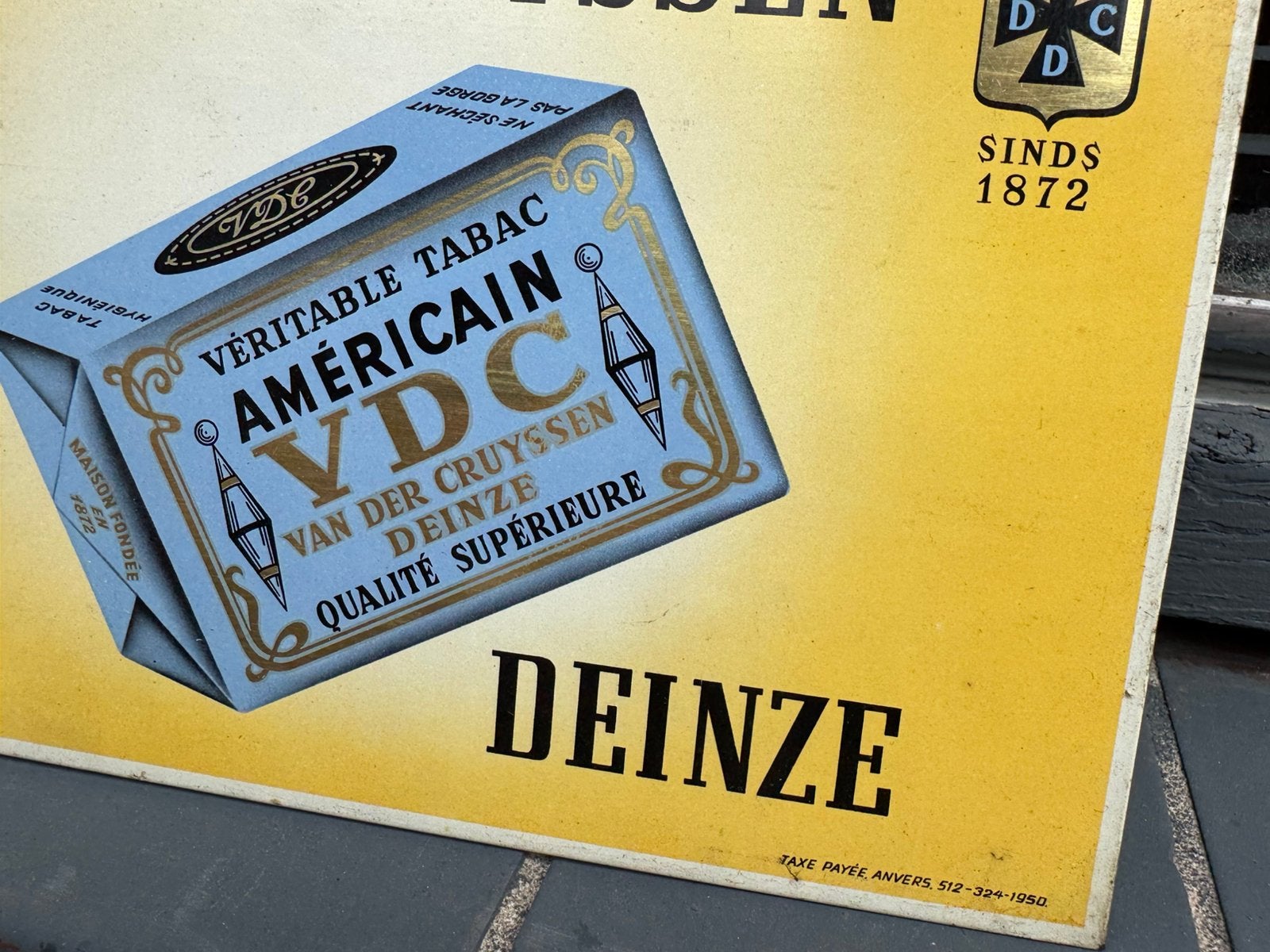 Ancien panneau publicitaire VDC Tobacco 1950, Panneau publicitaire, Enlèvement ou Envoi, ., Utilisé