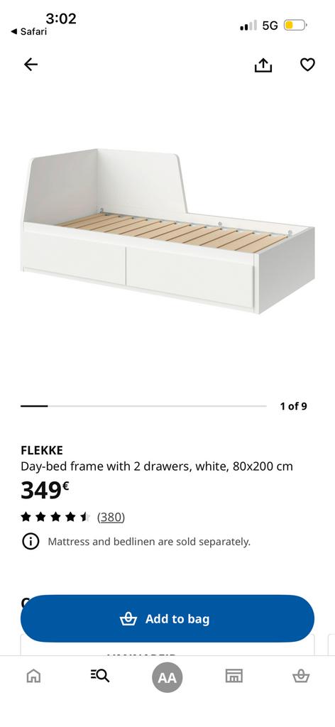 Lits ikea avec 2 tiroirs (day bed) + AVEC 2 matelas, Ophalen, Zo goed als nieuw