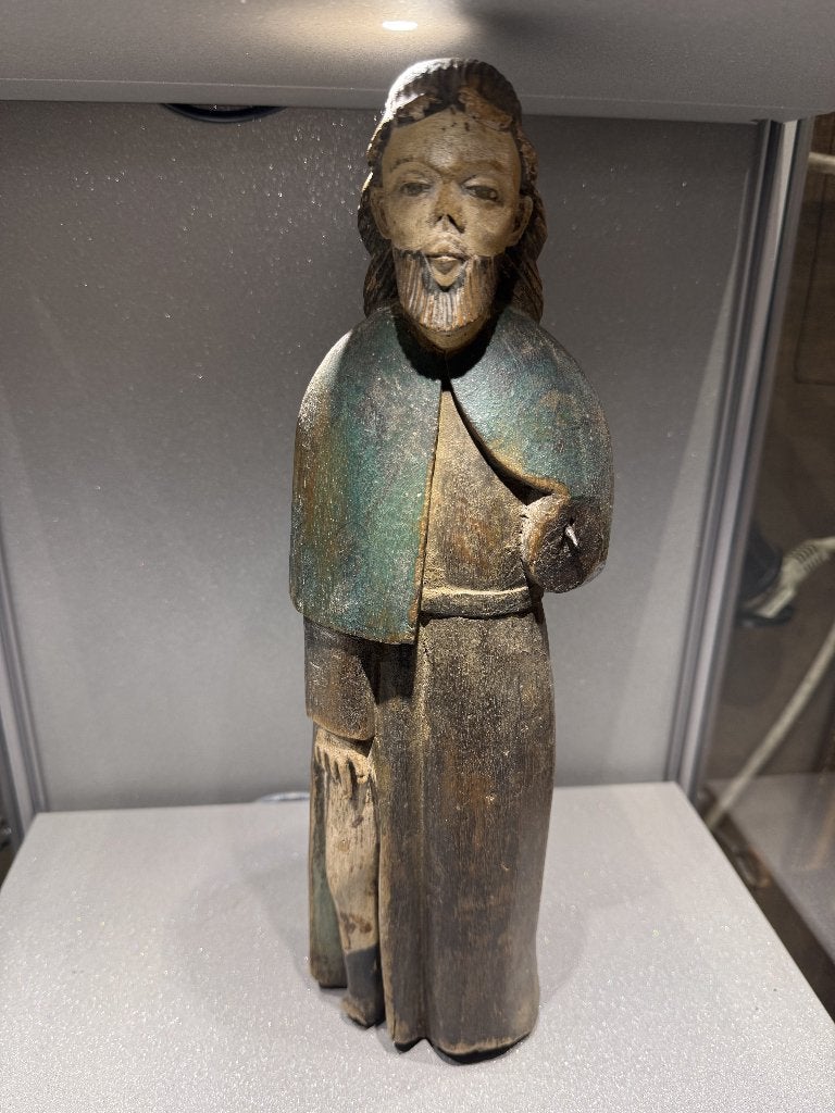 Oud Handgesneden Houten Religieus Beeld 35 cm