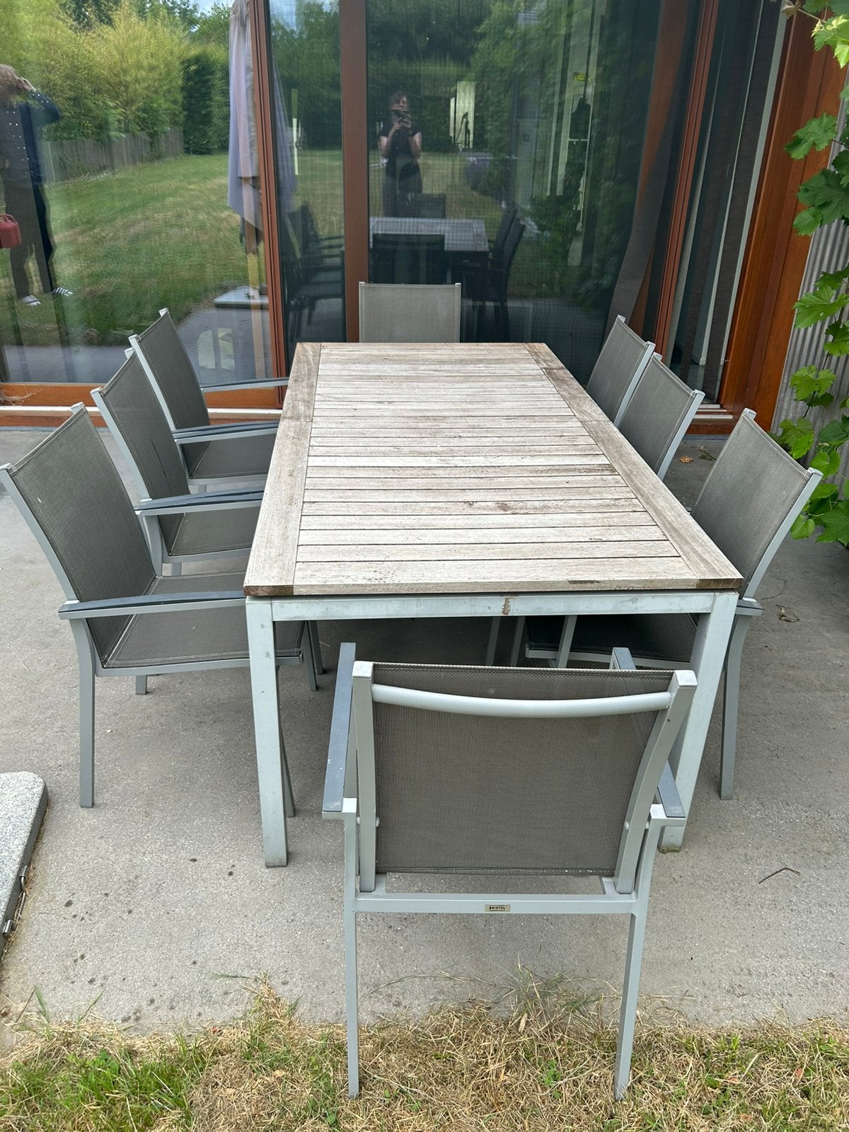 Tuintafel + 8 stoelen, Enlèvement, Utilisé, Salons de jardin