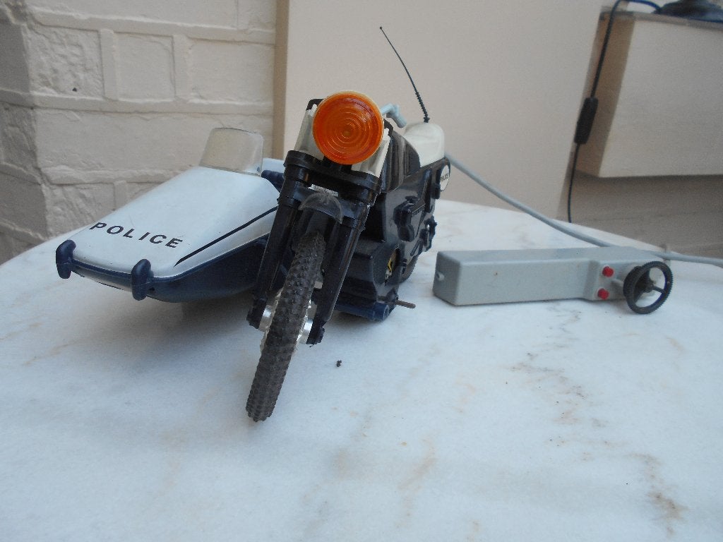 jouet ancien moto et side car police Joustra, Enlèvement ou Envoi, Utilisé