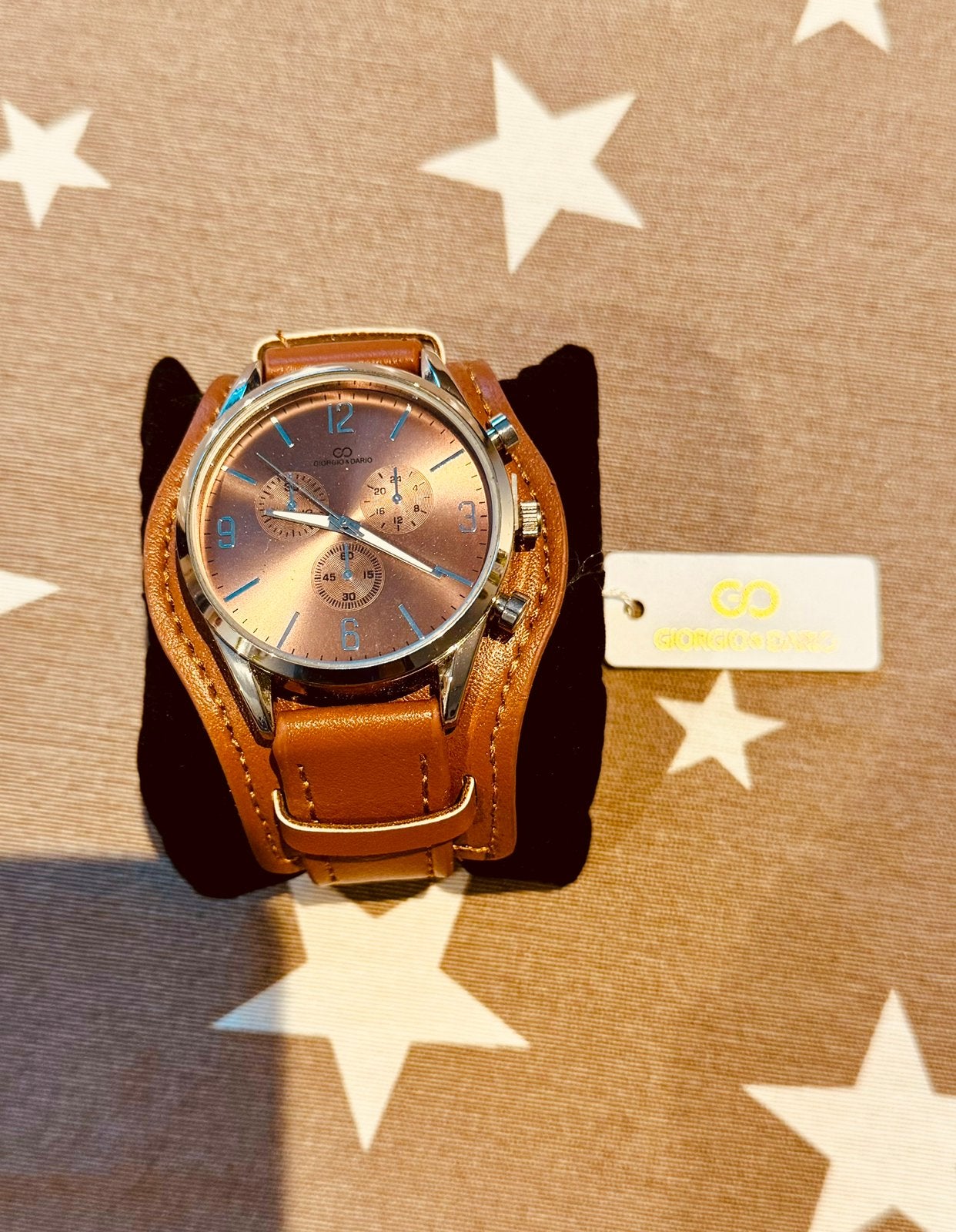 Giorgio & Dario horloge – chronograaf – bruin/roségoud, Handtassen en Accessoires, Overige merken, Kunststof, Leer, Polshorloge