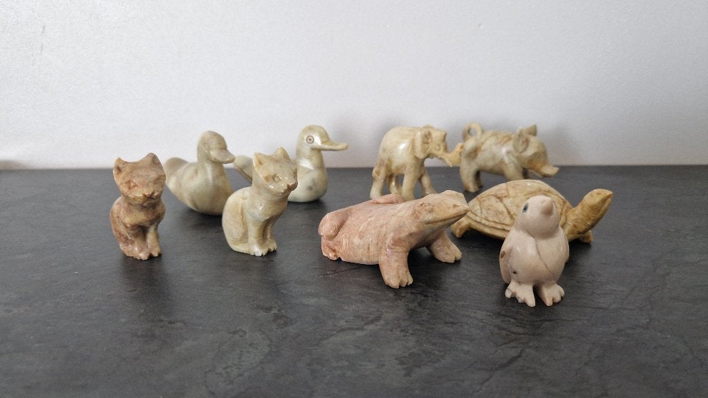 9 kleine zeepsteen diertjes te koop, samen 10euro, Enlèvement, Comme neuf
