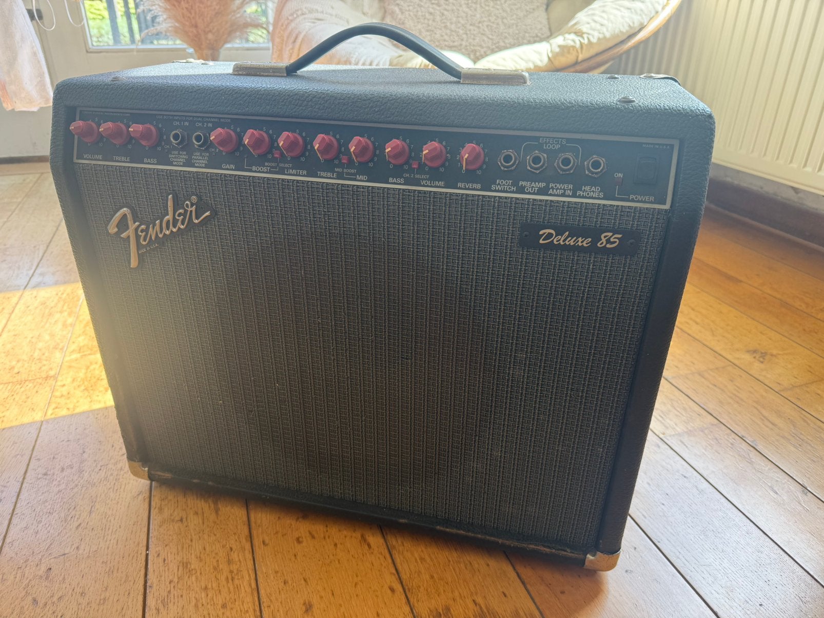 Fender Deluxe 85 solid state combo uit de jaren ’80/’90, Ophalen, Gebruikt