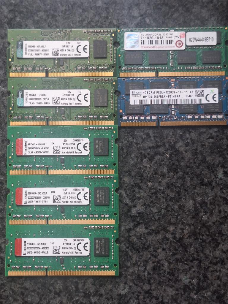 DDR3L RAM voor laptop, 8 GB en 4 GB, Computers en Software, RAM geheugen, Ophalen, 8 GB, DDR3, Zo goed als nieuw