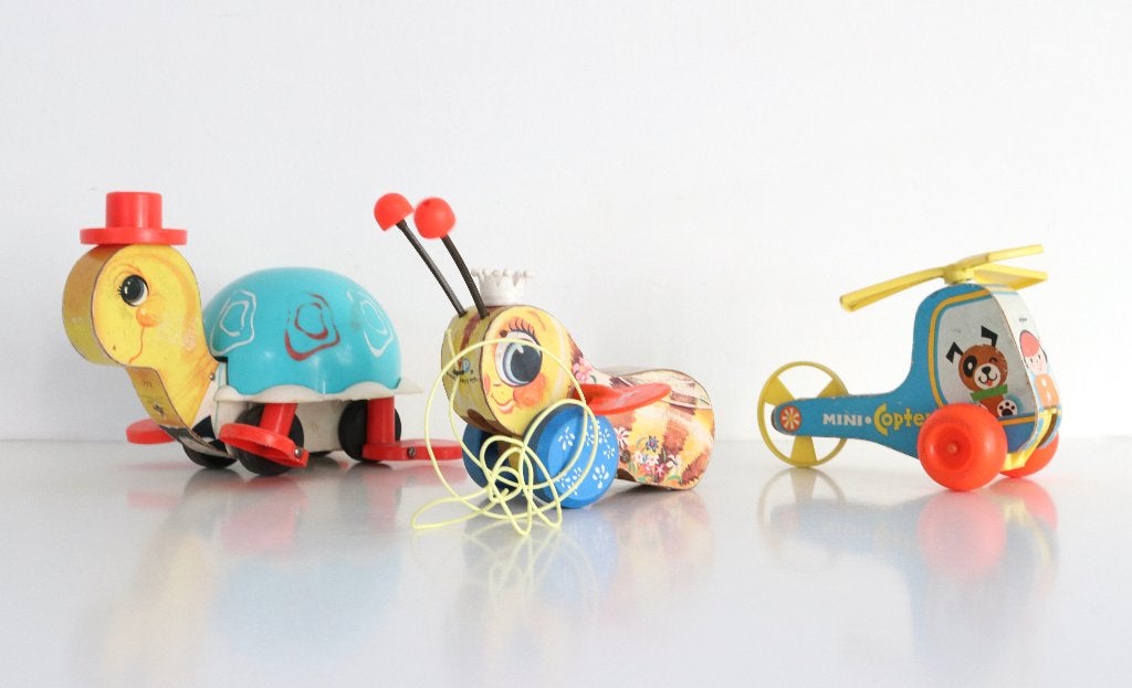 3 Vintage Fisher-Price Queen Buzzy Bee trekspeelgoed, Kinderen en Baby's, Speelgoed | Fisher-Price, Ophalen of Verzenden, Gebruikt