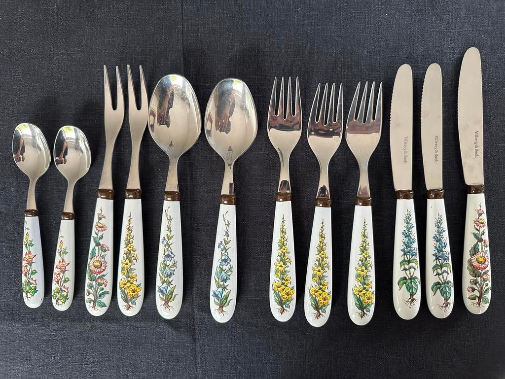 Vintage Villeroy &Boch Botanica bestek, keramische ganvatten, Ophalen of Verzenden