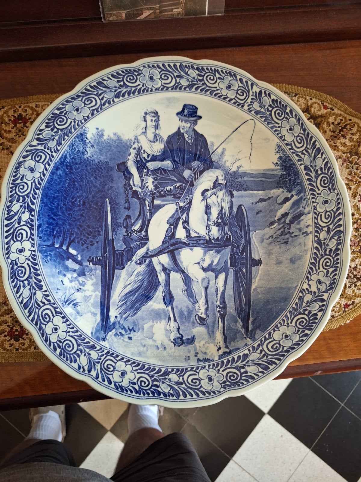 grand plat style Delft, Antiquités & Art, Enlèvement