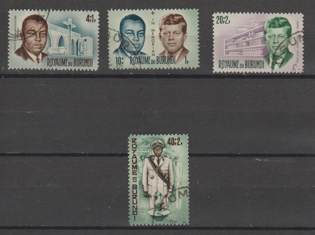 Burundi 1966 Prins Rwagasore en President John F. Kennedy, Postzegels en Munten, Ophalen of Verzenden, Overige landen, Gestempeld