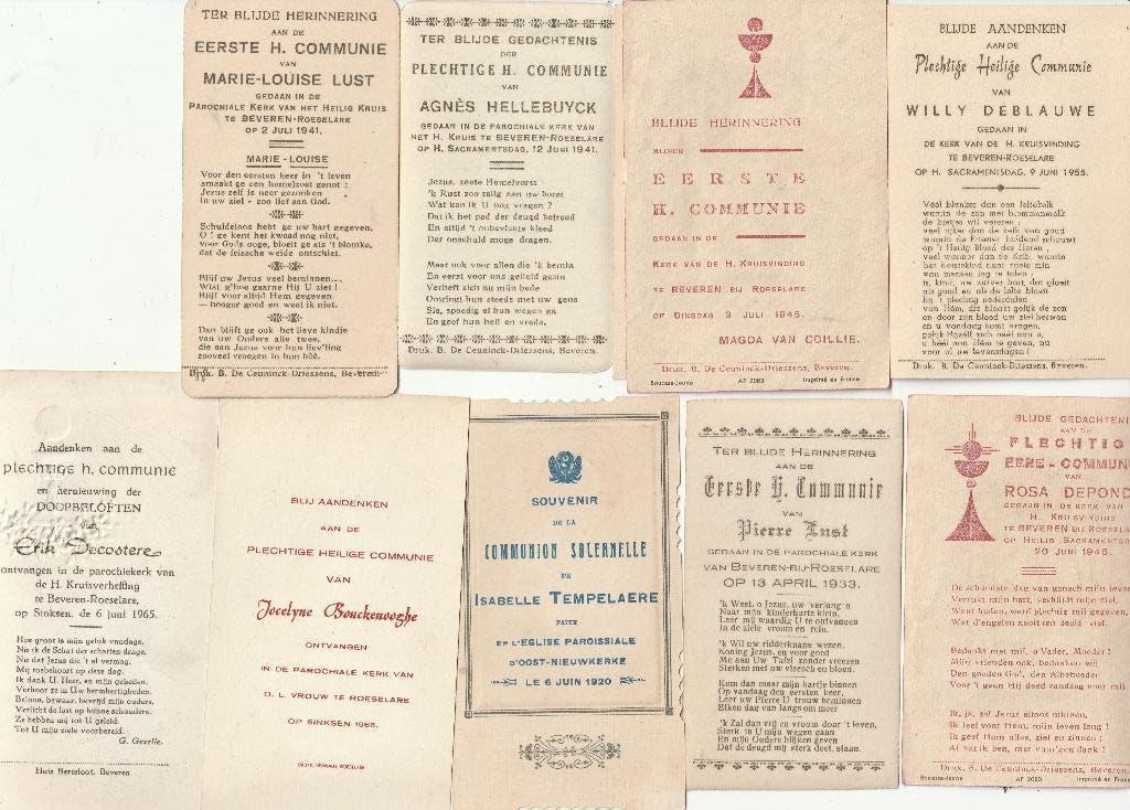 Communieprentjes Beveren-Roeselare, Verzenden