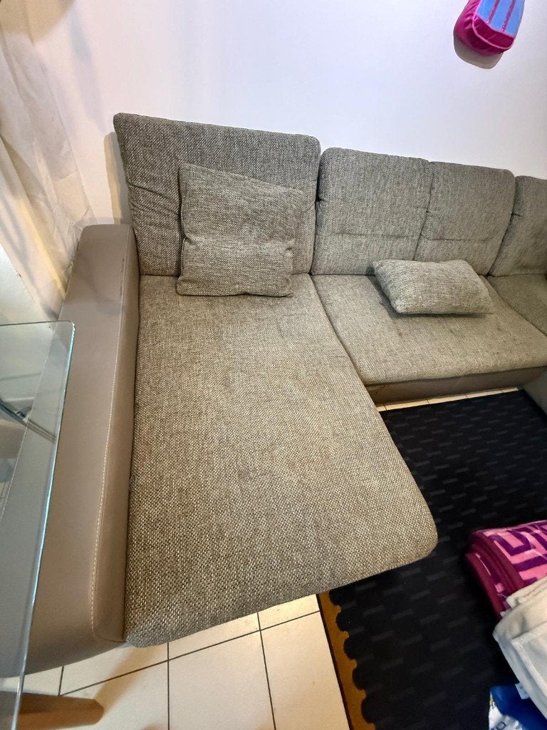 Grote U-vormige hoekzetel grijs met 2 liggedeelten, Ophalen, Gebruikt, Overige materialen, Modern