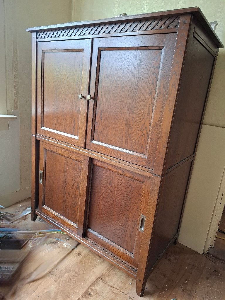 Massief houten TV Kast, 100 à 150 cm, Utilisé, Chêne, 50 à 75 cm