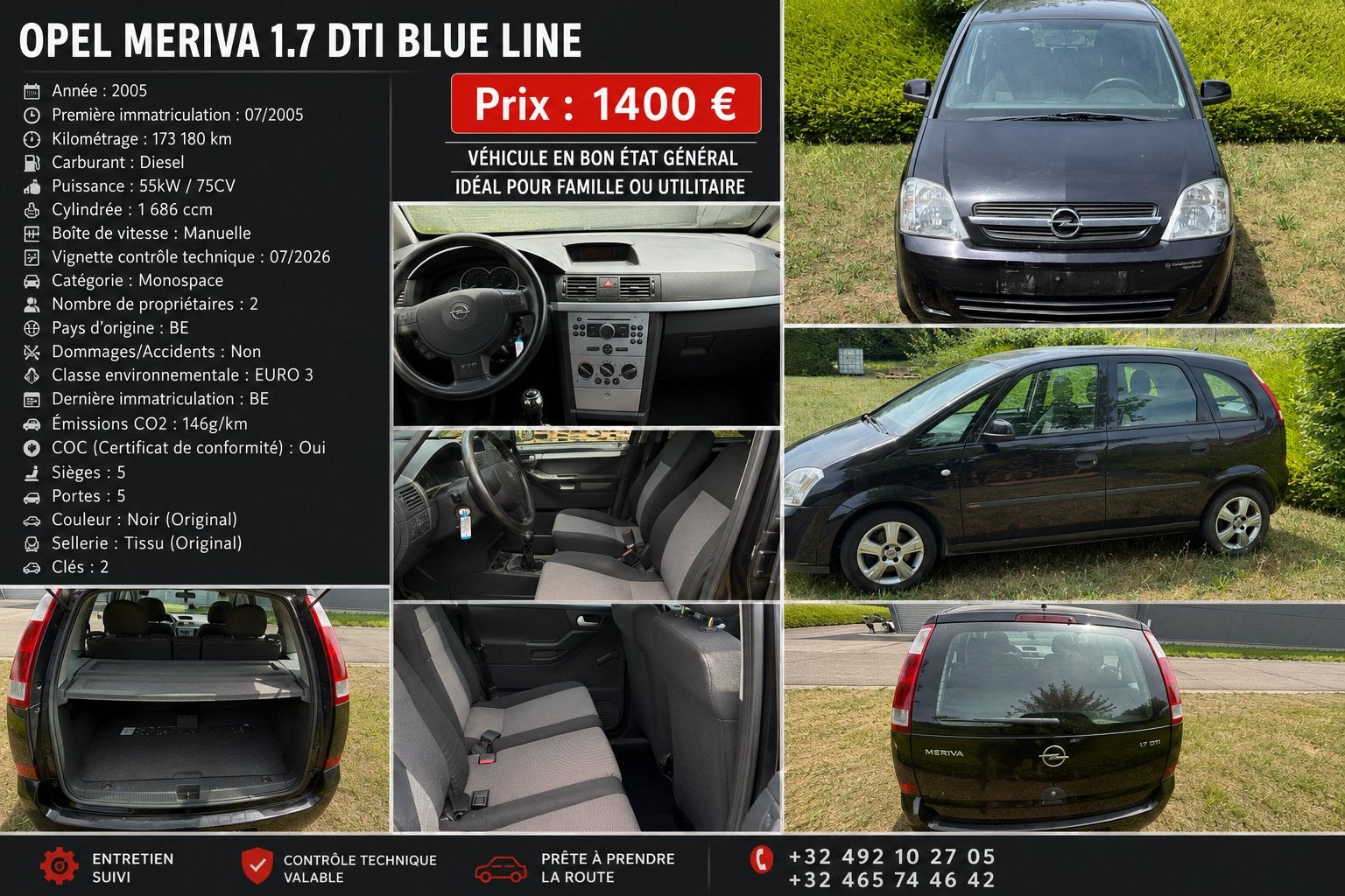 Opel Meriva diesel, Bedrijf, Meriva, Te koop, Euro 3