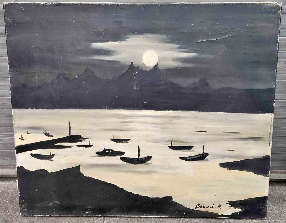 Huile sur toile marine signe bereud r, Enlèvement ou Envoi, Toile