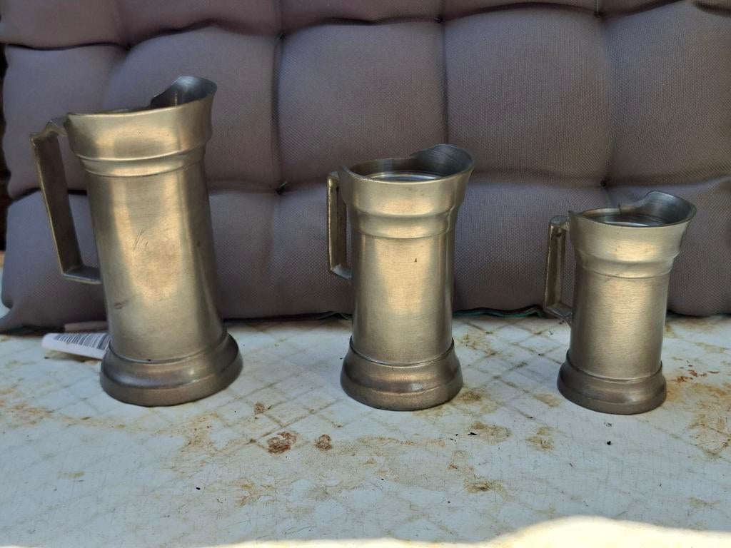 Lot de 3 pots en etain pour archelle, Antiek en Kunst, Antiek | Tin
